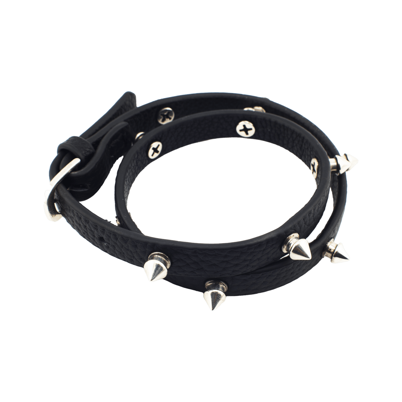 .925 STUDDED LEATHER BRACELET - angeltype