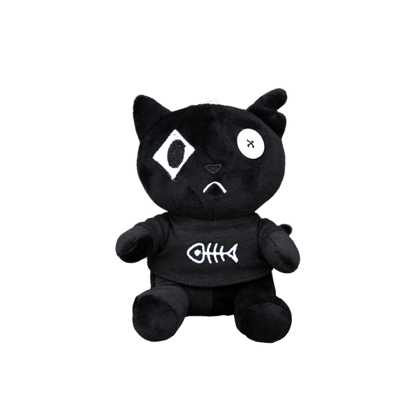 ANGELtype Salami Plus Charm – Original Character Black Cat Plush Keychain