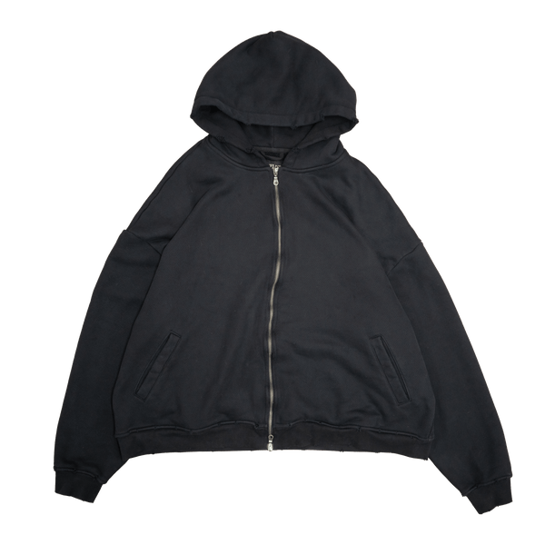 ANGELtype Rippled Zipper Hoodie flat – 620gsm Heavyweight Cotton Terry Zip Hoodie