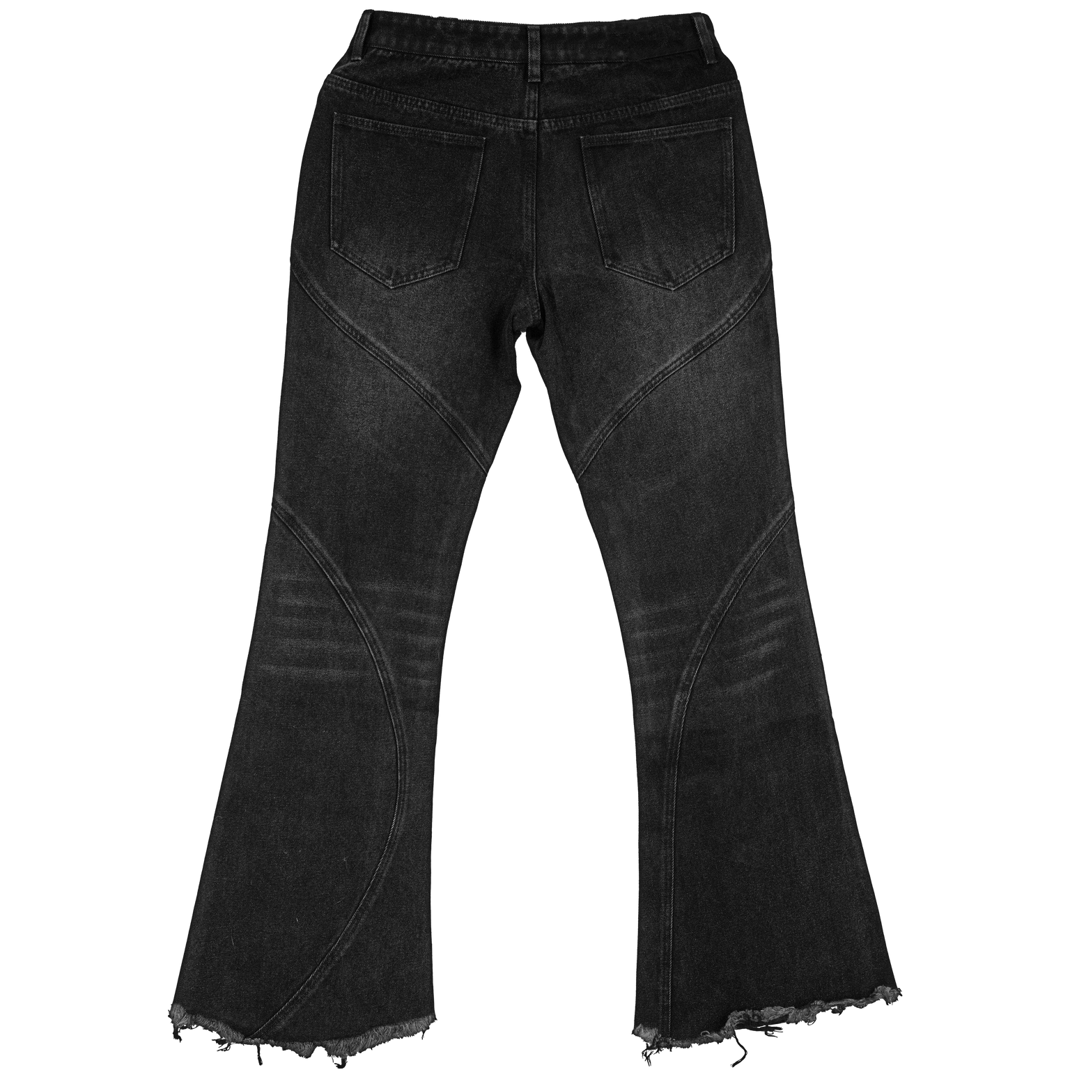 ANGELtype Paneled Flare Jeans back – Paneled Leg Pattern Black Denim