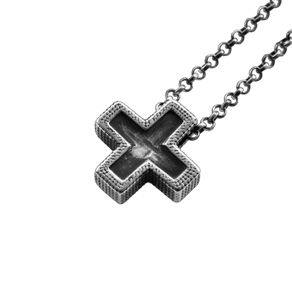 ANGELtype Mini Plus Necklace – .925 Sterling Silver Chainmail Cross Pendant