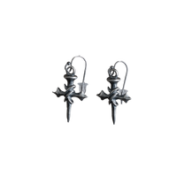 ANGELtype LANGE Chaos Cross Earrings – .925 Sterling Silver Nail Cross Vine Earrings