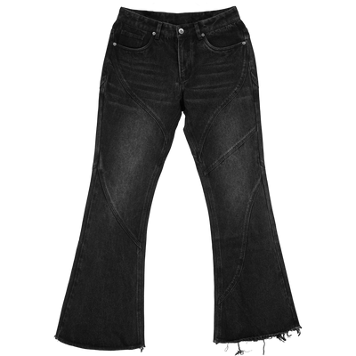 拼接喇叭牛仔裤