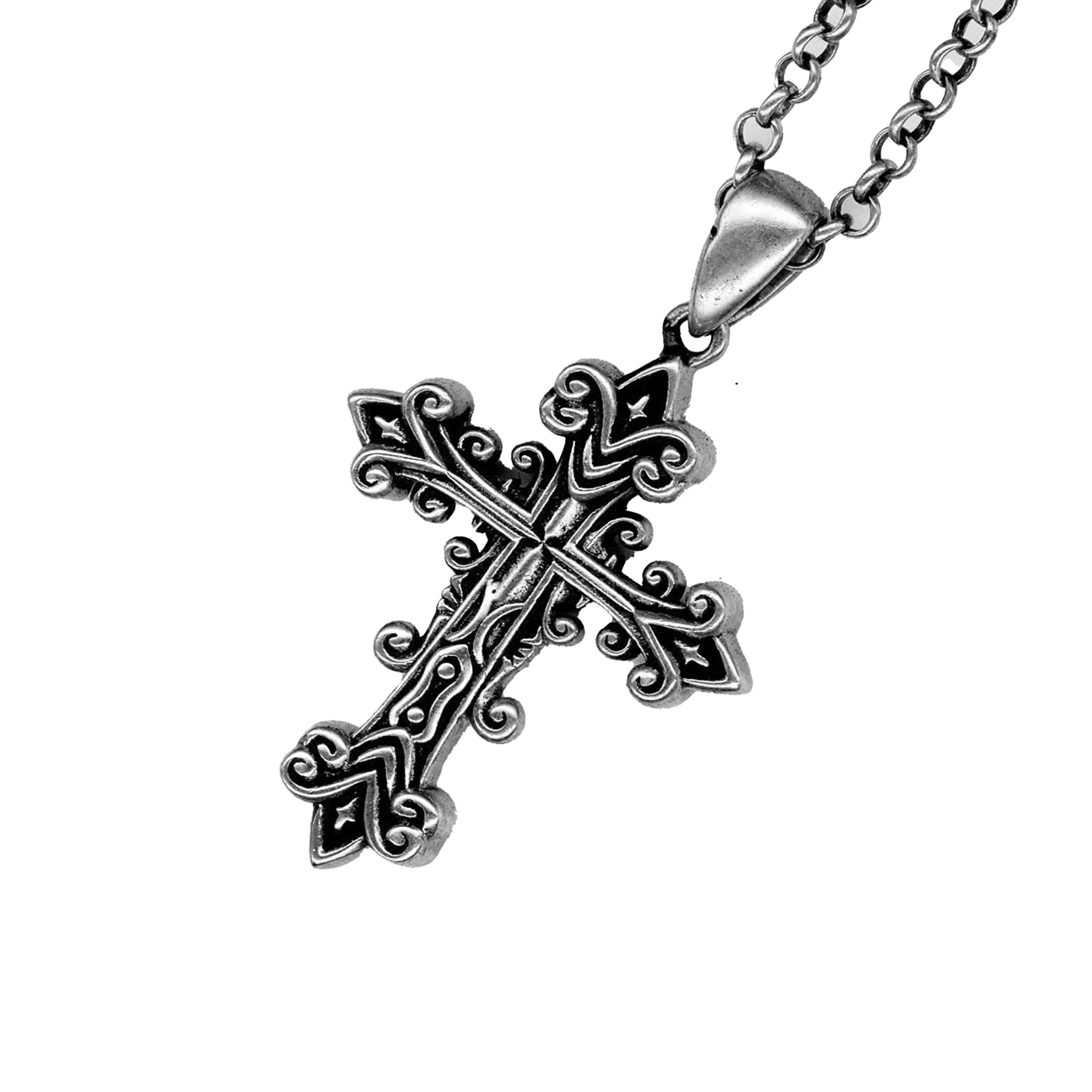 .925 BLOOM CROSS NECKLACE - angeltype