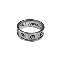 ANGELtype Rosary Ring top view – .925 Sterling Silver Dotted Band