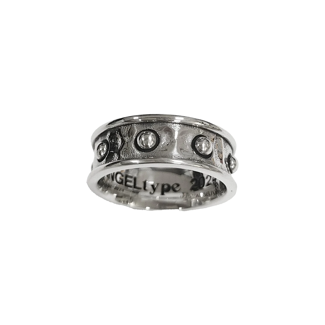 ANGELtype Rosary Ring side view – Oxidized Sterling Silver Rosary Ring