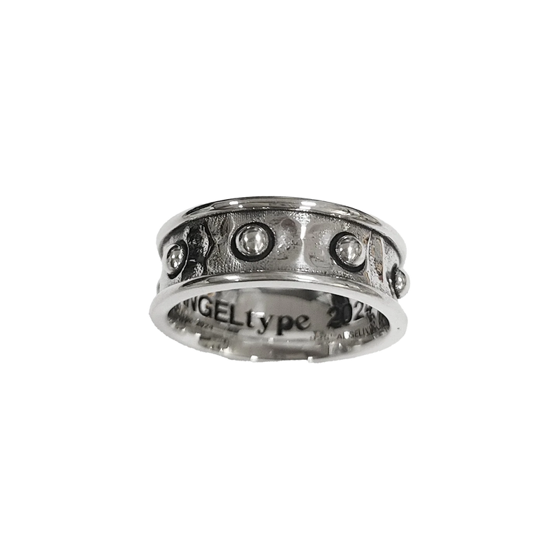 ANGELtype Rosary Ring side view – Oxidized Sterling Silver Rosary Ring