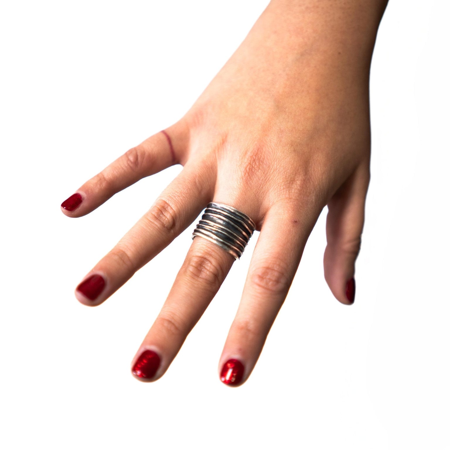 ANGELtype Stacked Ring worn – Heavyweight Sterling Silver Ring Los Angeles