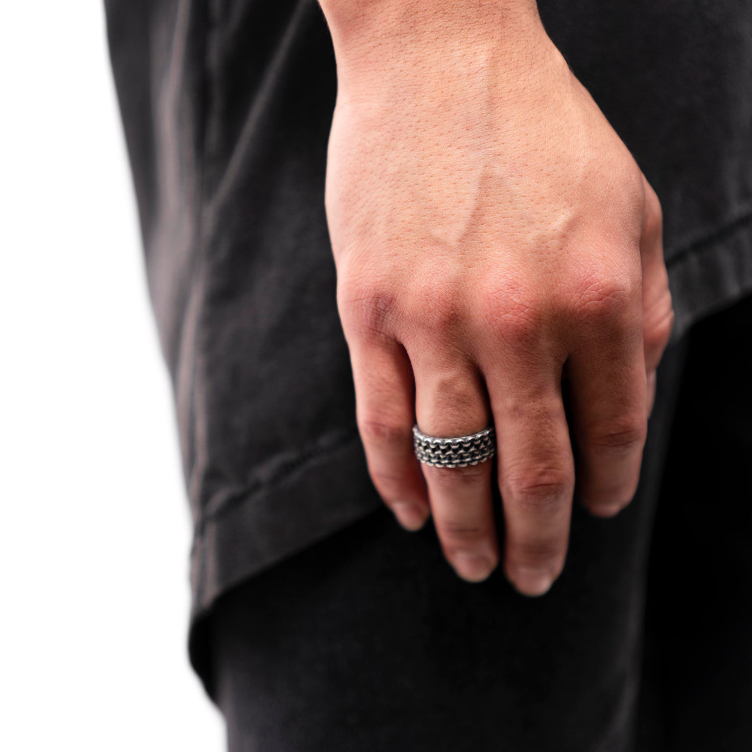 ANGELtype Knit Ring worn – Solid .925 Silver Knit Inspired Ring Los Angeles