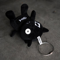 ANGELtype Salami Plush Charm flat – Embroidered Black Cat with Fishbone Tee and Keyring