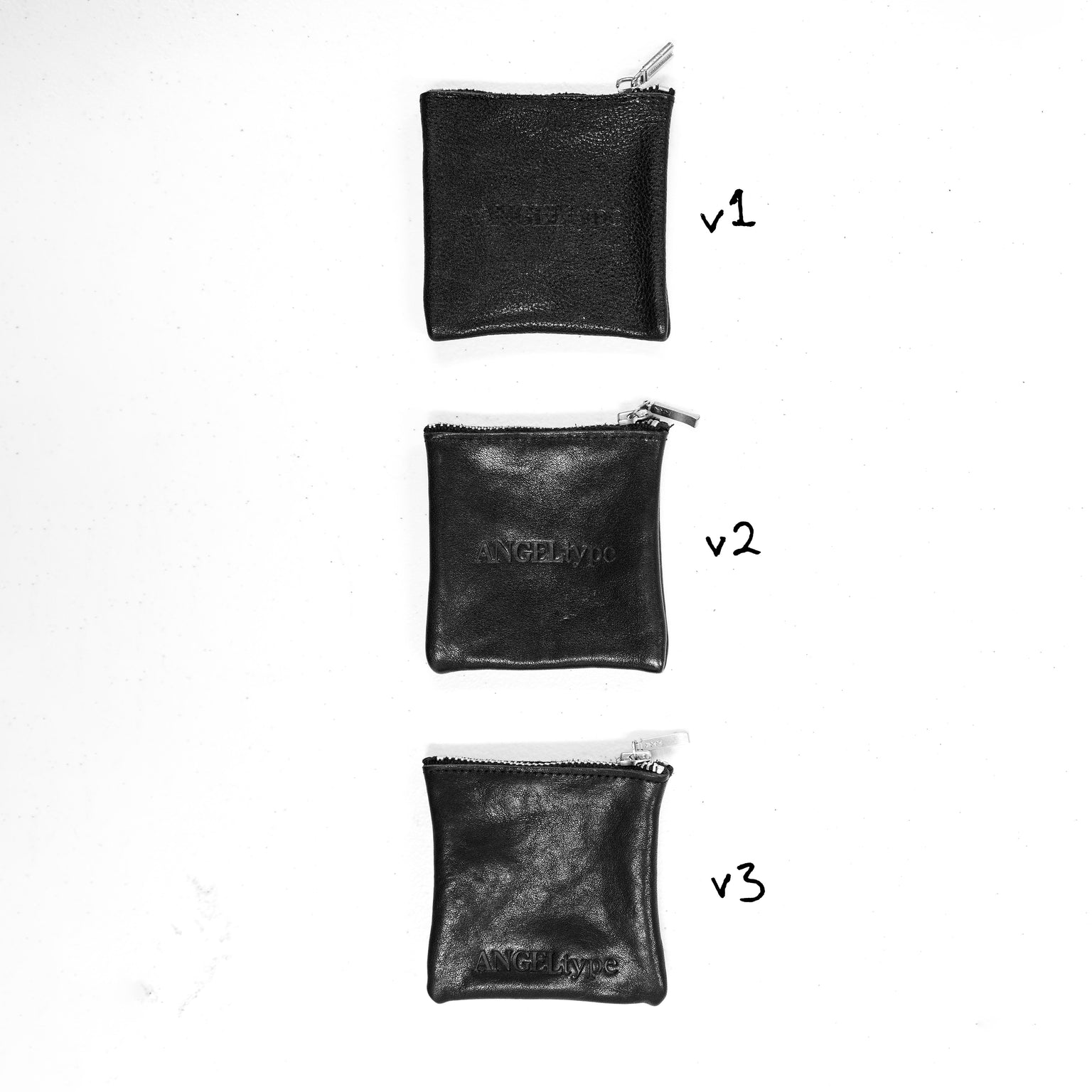 ANGELtype Leather Jewelry Pouch v1 v2 v3 comparison – Three Versions Black Cow Leather Pouch