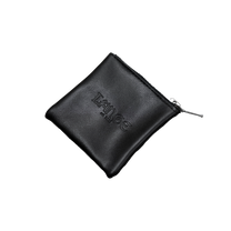 LANGE Leather Jewelry Pouch – Black Cow Leather Zipper Pouch Debossed Logo