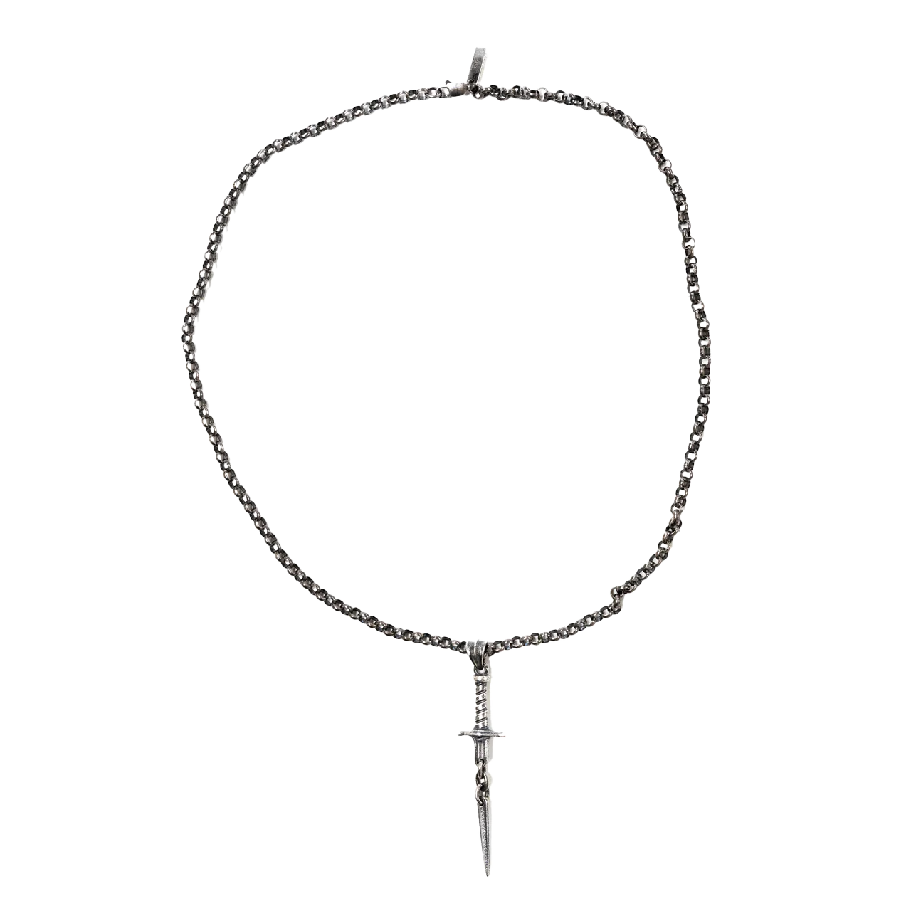 ANGELtype Sword of Ruin pendant flat – Tapered Silver Sword with Chainlink Break