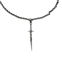 ANGELtype Sword of Ruin Necklace – .925 Sterling Silver Long Sword Pendant Rolo Chain
