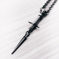 ANGELtype Sword of Ruin detail – Oxidized .925 Silver Sword Pendant Center Chain Break