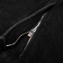 ANGELtype Paneled Flare Jeans detail – YKK Excella Nickel Zipper Close-up