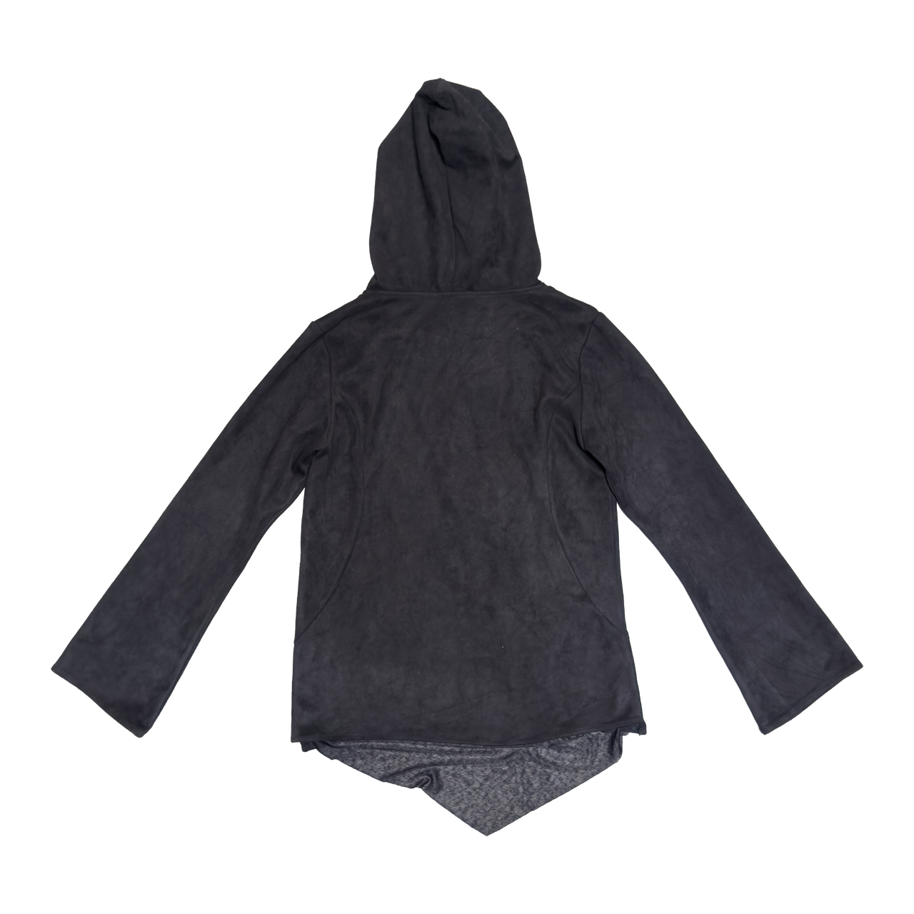 SUEDE ASYMMETRICAL ZIP HOODIE
