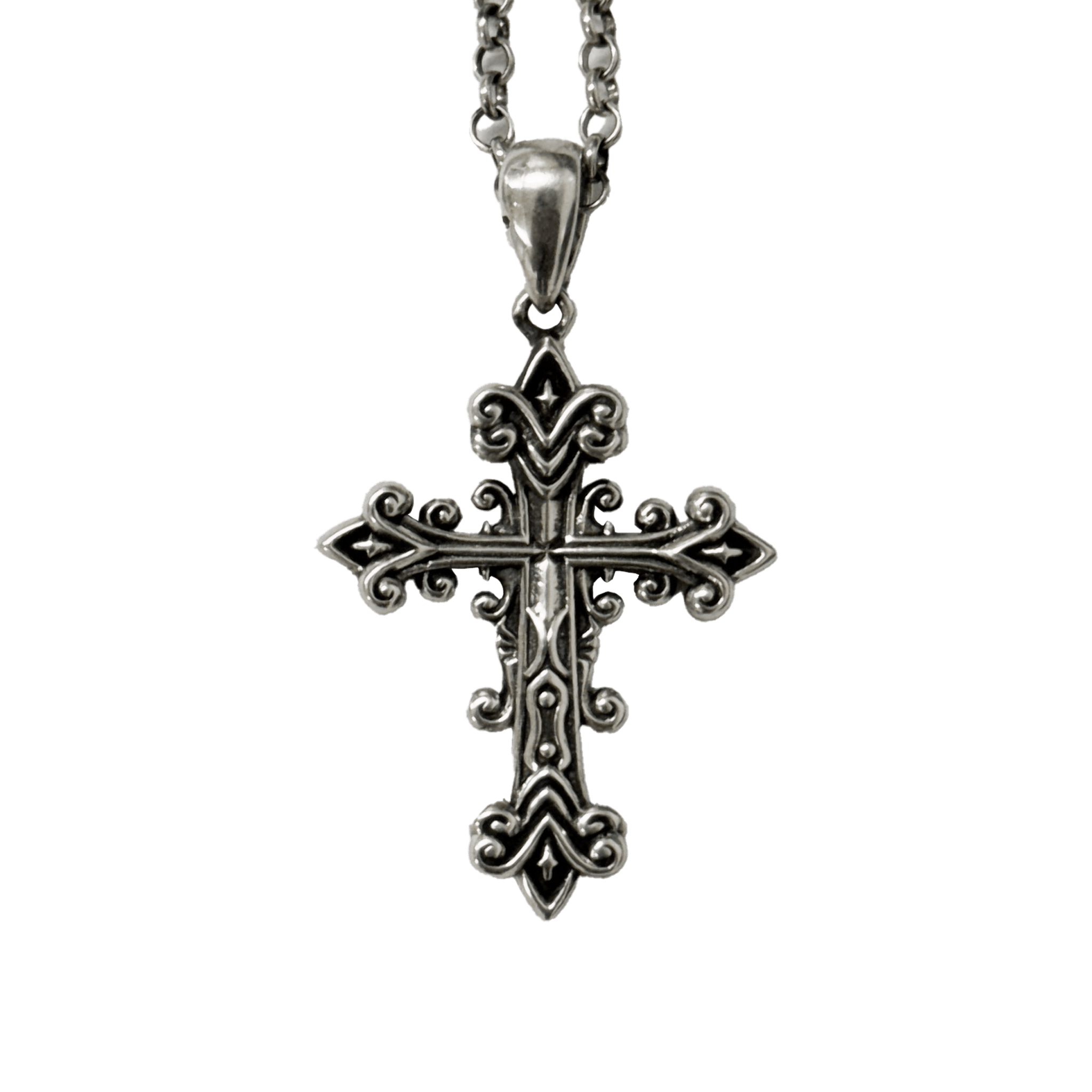 (A) .925 BLOOM CROSS NECKLACE - angeltype