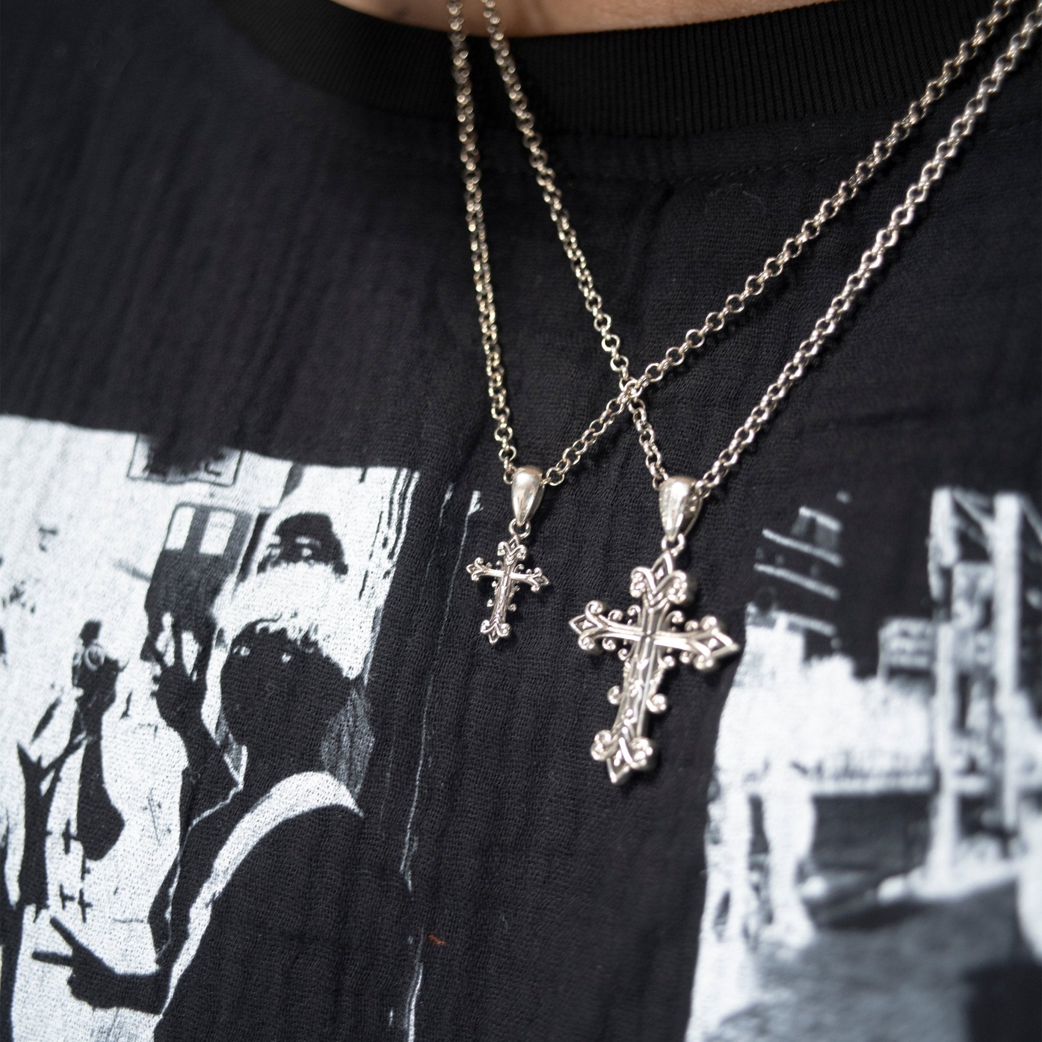 (A) .925 BLOOM CROSS NECKLACE - angeltype