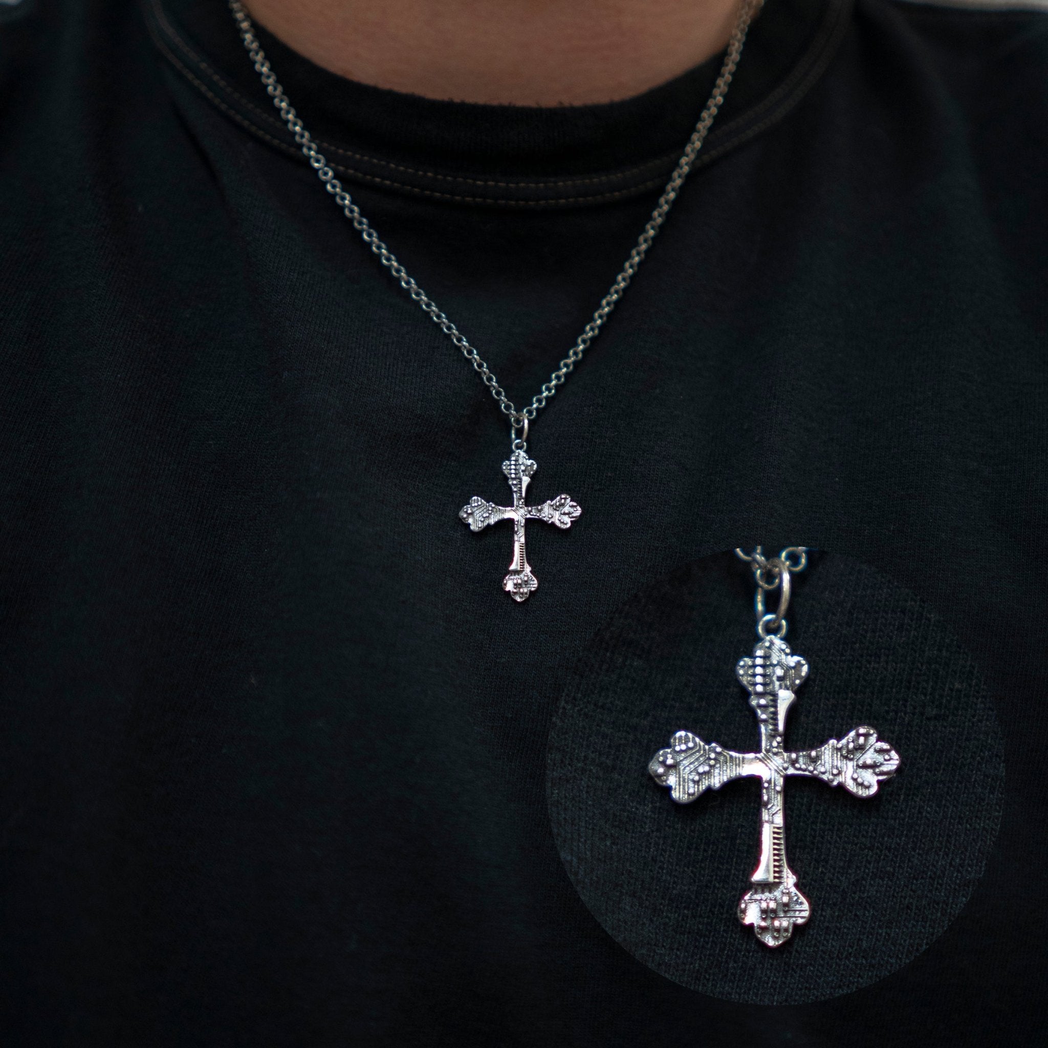 (A) .925 CIRCUIT CROSS NECKLACE - angeltype