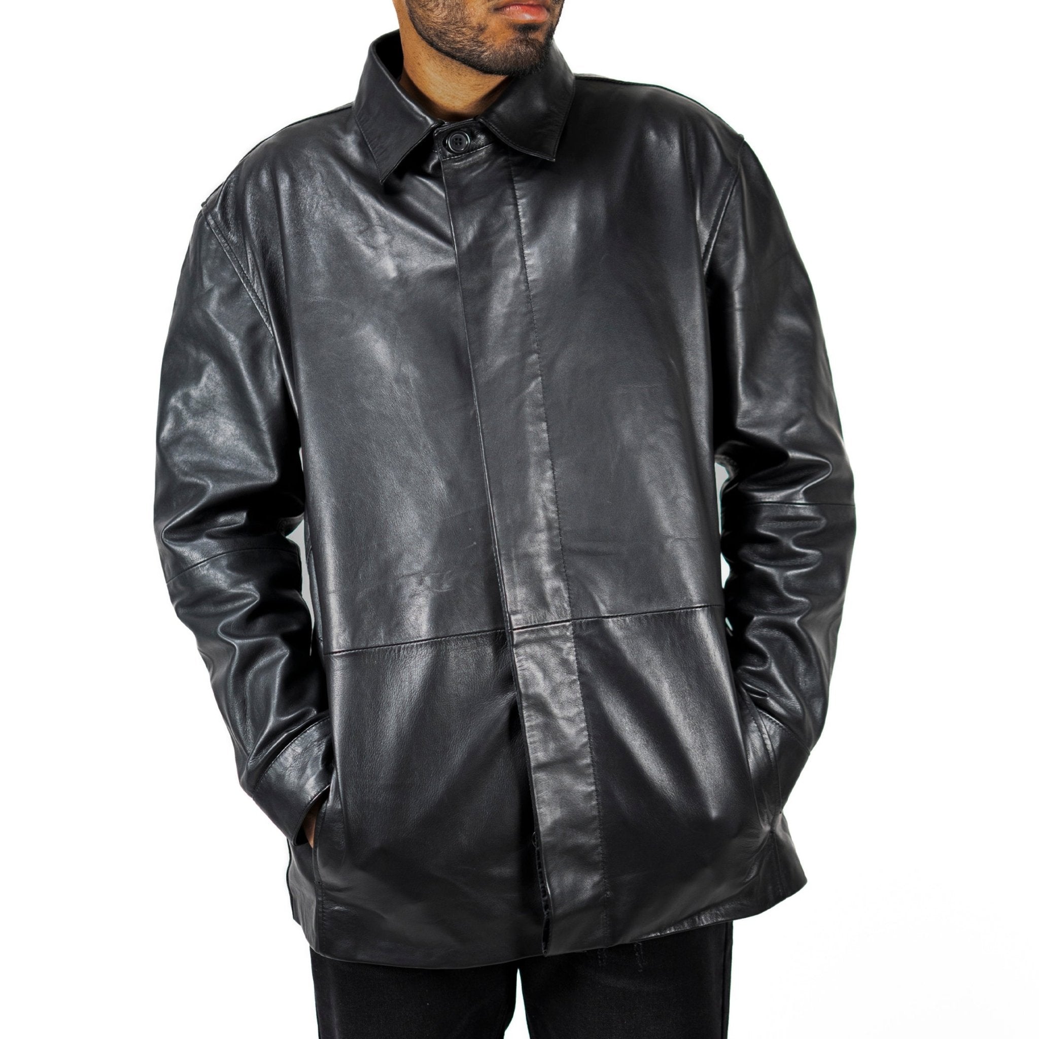 (A) PANELED SHEEPSKIN LEATHER JACKET - angeltype