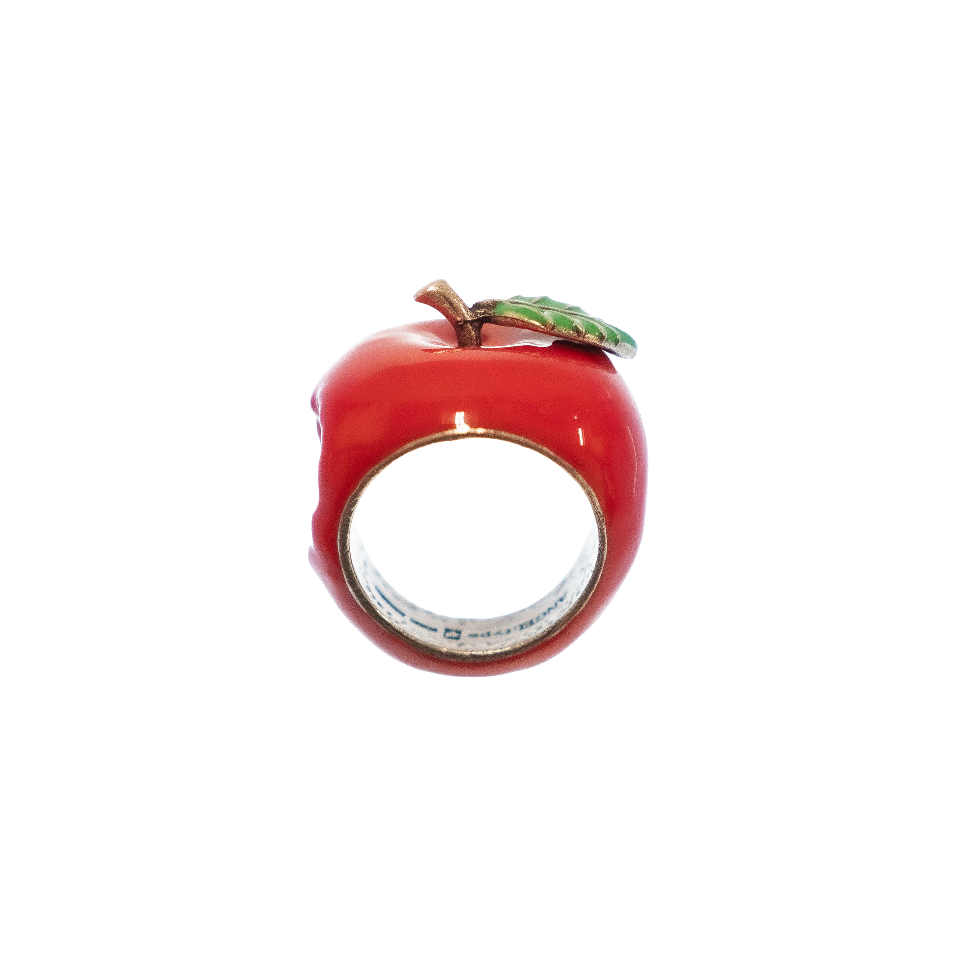 ANGELtype Malus Ring – Red Enamel Apple Motif Statement Ring