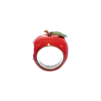 ANGELtype Malus Ring – Red Enamel Apple Motif Statement Ring
