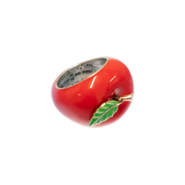 ANGELtype Malus Ring red enamel top view – Brass Silver Plated Apple Ring