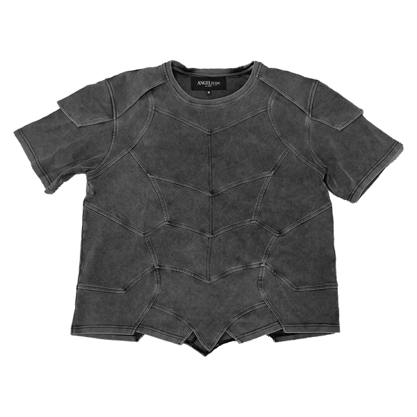 ANGELtype Armor Tee flat – Medieval Armor Inspired Paneled Pigment Dye Cotton T-Shirt