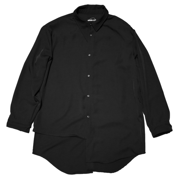 ANGELtype Asymmetric Dress Shirt flat – Oversized Silk-Like Polyester Shirt