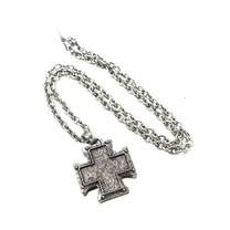 ANGELtype Bastion Necklace flat – .925 Sterling Silver Cross Pendant Oval Chain