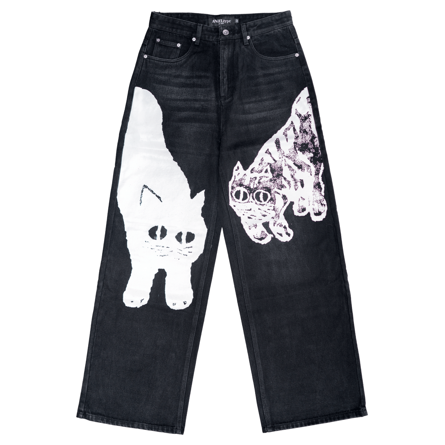 ANGELtype Catvisu Jeans 3.0 flat – 14oz Heavyweight Wide Leg Cat Print Denim