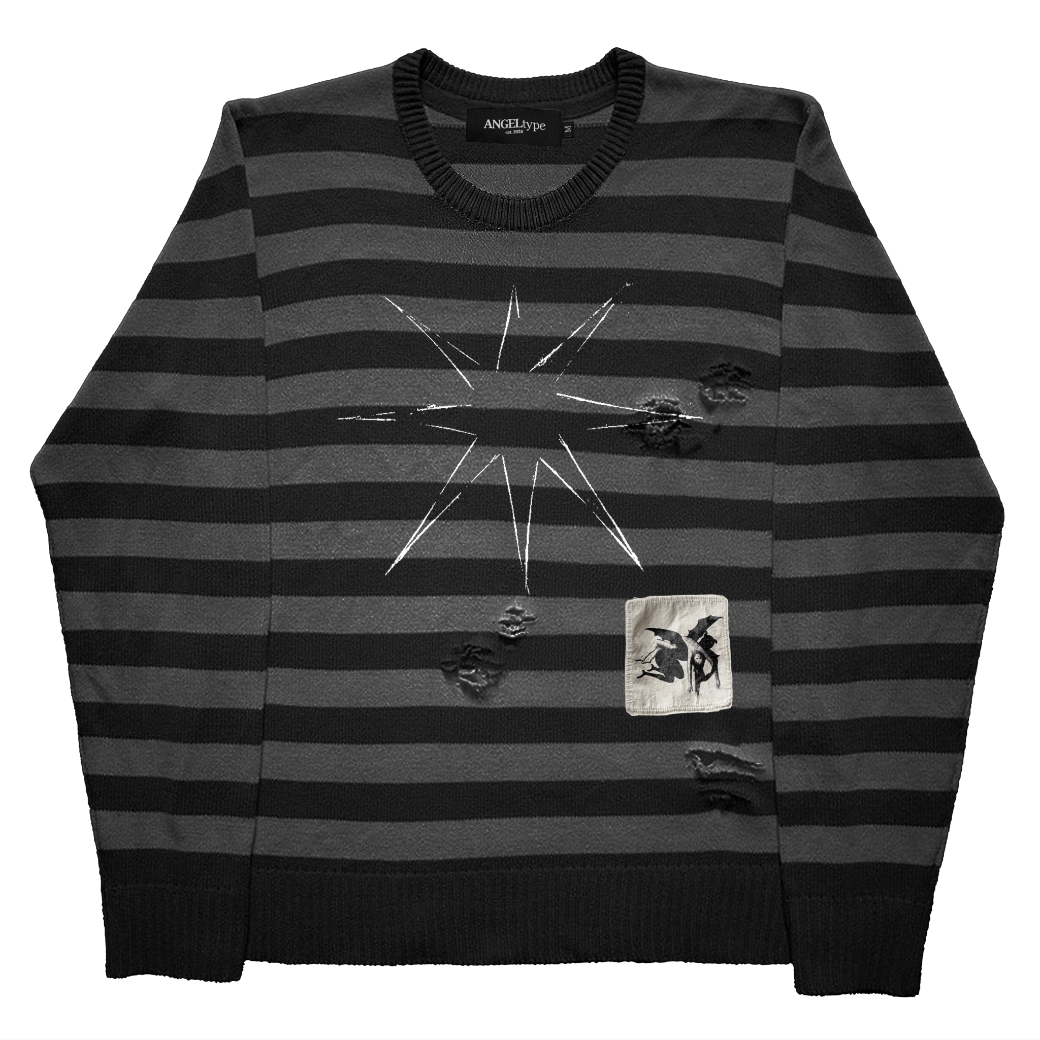 DISTRESSED STRIPED SWEATER - angeltype