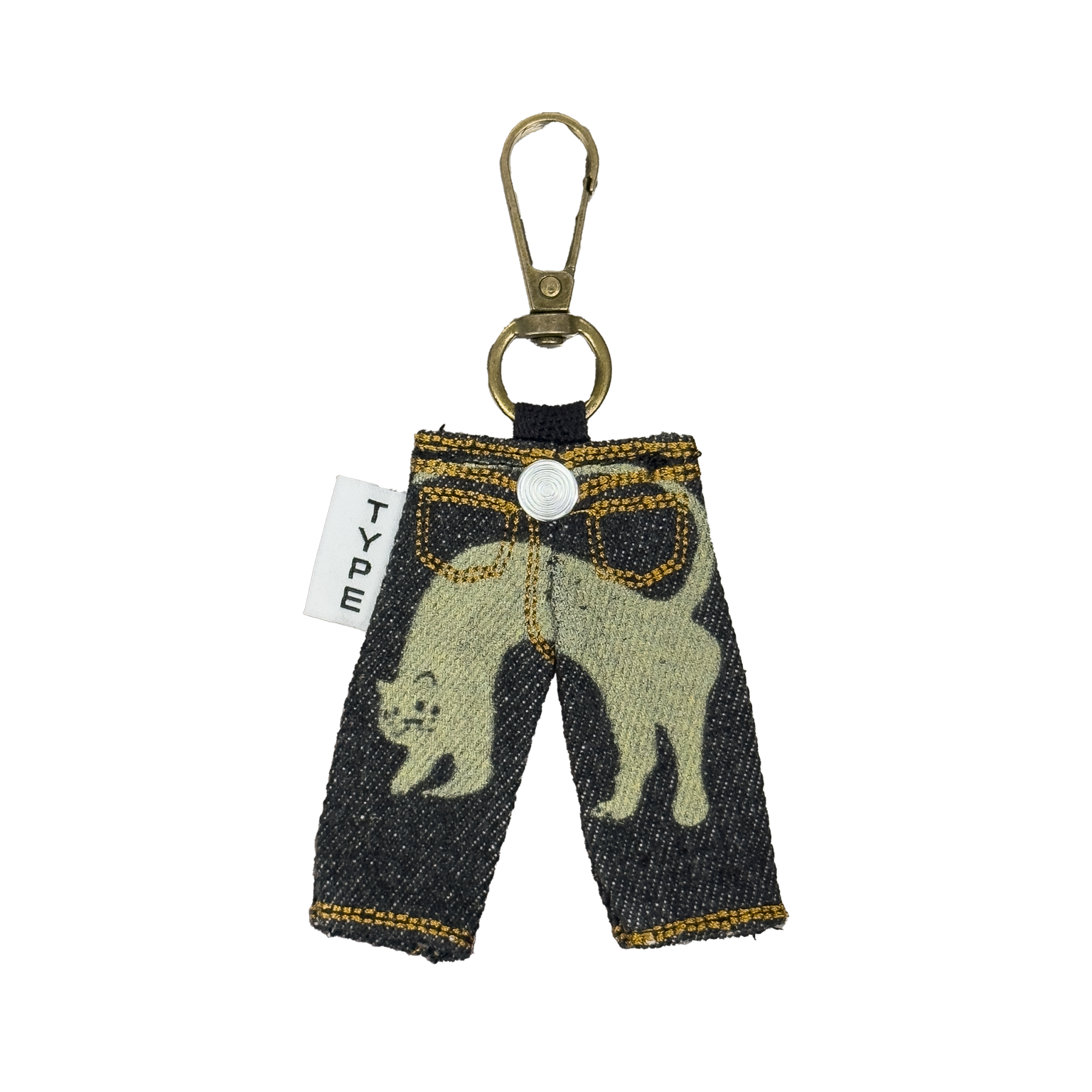 ANGELtype Catvisu Keychain back – Brass Hardware Logo Tab Detail