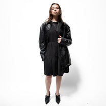 PANELED SHEEPSKIN LEATHER JACKET - angeltype