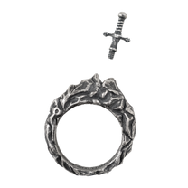 ANGELtype Excalibur Ring top – Textured Sterling Silver Ring Peak Surface